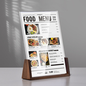 A4菜单价目表展示牌餐桌简约亚克力实木立牌桌面美容院理发店广告牌展示架台卡台牌前台扫码 点餐菜品A5台签