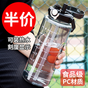 大容量水杯防摔新款 耐高温吸管杯学生便携茶水分离塑料杯子太空男