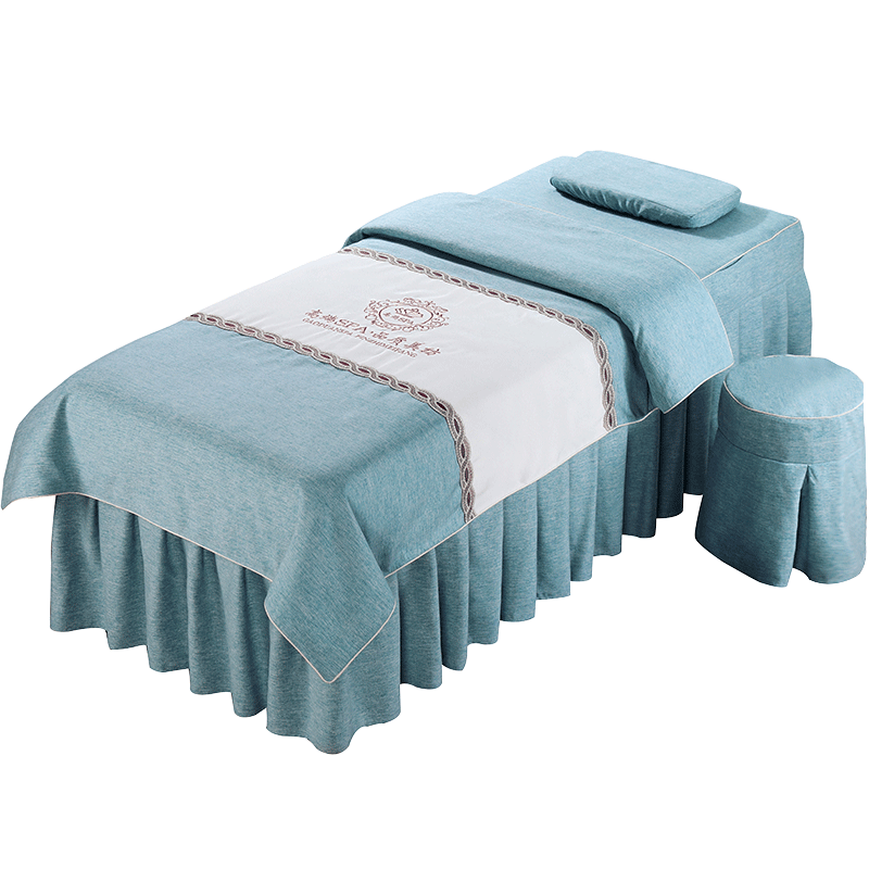 高端棉麻美容院专用美容床罩四件套高档欧式按摩推拿理疗美体床套
