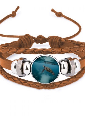 海洋海龟光线水 手链腕带皮革首饰装饰品