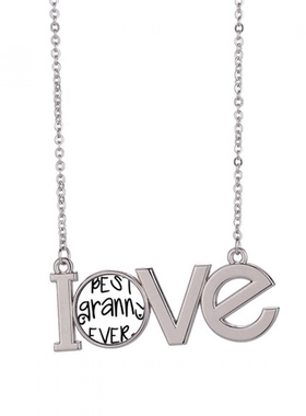 很好的奶奶英文祝福 爱LOVE项链吊坠珠宝饰品
