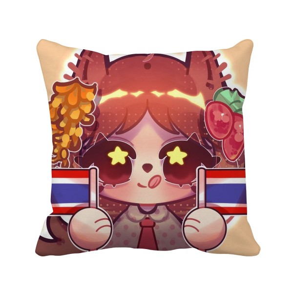 松鼠泰国旗金链花 方形抱枕睡眠靠枕沙发靠垫双面含芯