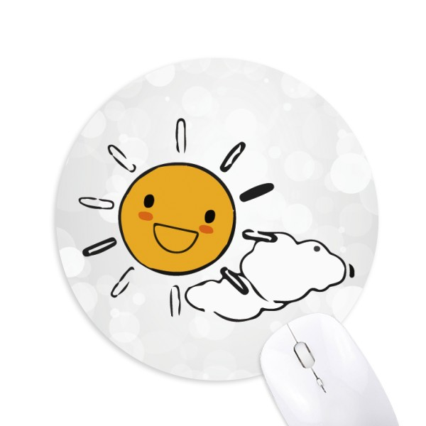 天气太阳云朵插画纹样圆形游戏办公防滑橡胶鼠标垫礼物