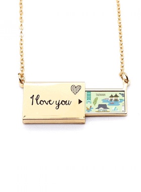 台湾旅游景点中国孔庙 信封抽屉爱项链吊坠饰品