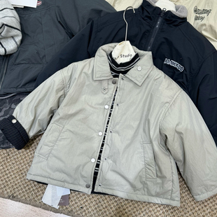 男童两面穿外套棉服2026冬装日系儿童宽松休闲保暖夹棉翻领上衣潮