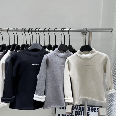 男童半高领加绒打底衫