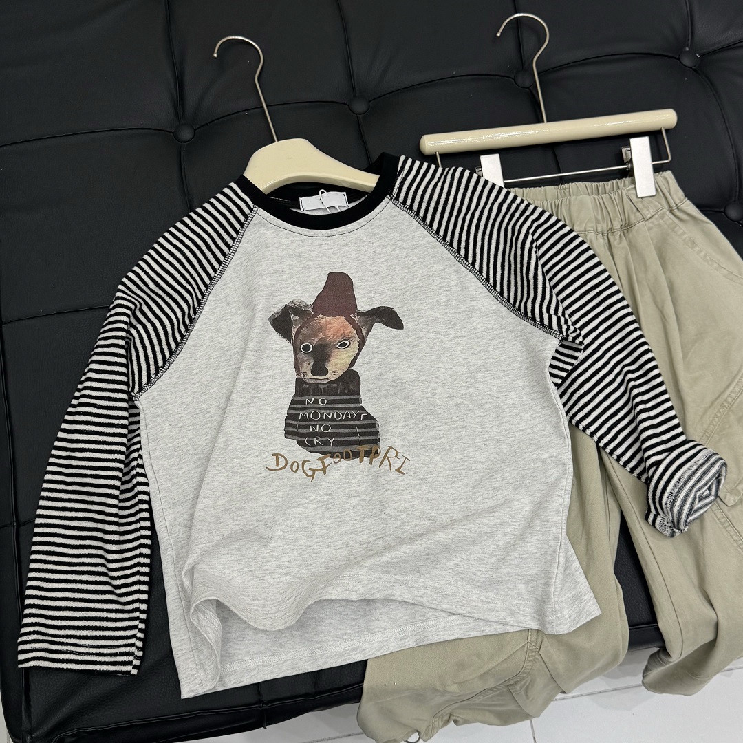 男童纯棉卡通插肩袖T恤2025春装儿童宽松条纹圆领长袖打底衫卫衣,童装/婴儿装/亲子装,T恤,淘宝优惠券,粉丝福利购,淘宝优惠卷