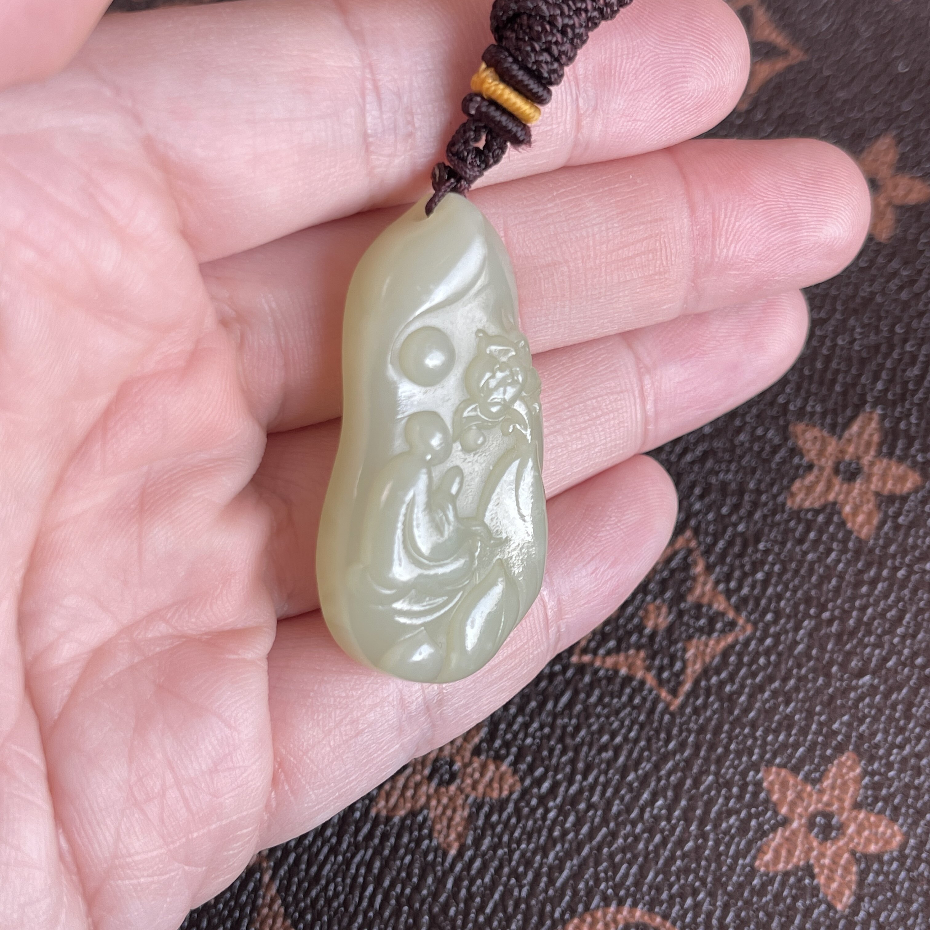 天然和田玉若羌黄口悟道吊坠项链保真