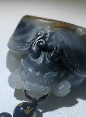 青花籽料龙龟手把件男士仿古玉佩挂件天然玉石玉坠女正品