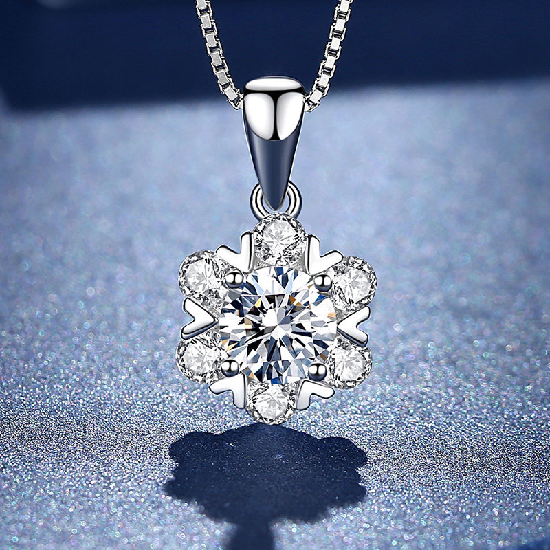 诗美洛纯银项链女新款小众设计锁骨链正品莫桑石简约个性时尚学生