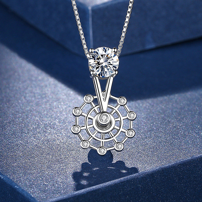 诗美洛纯银项链女正品莫桑石摩天轮简约设计2020新款轻奢锁骨链