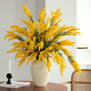 南十字星仿真金合欢花 高品质黄色合欢花假花 轻奢客厅装饰仿真绒