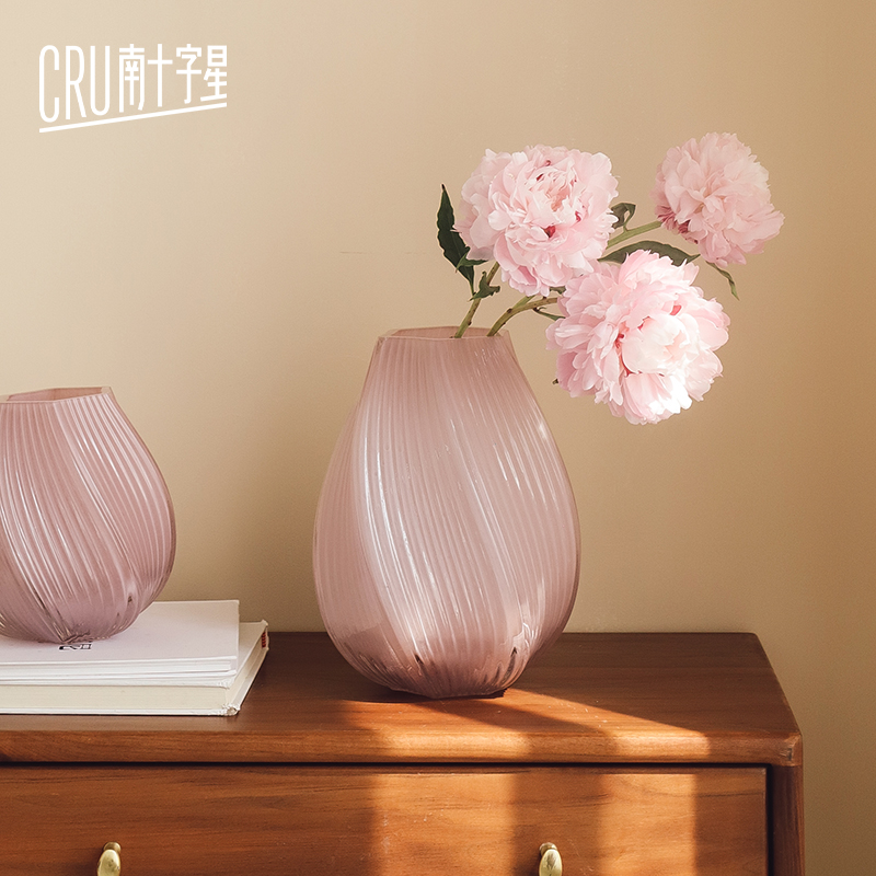 麦芽糖花瓶粉色螺旋不规则扭曲