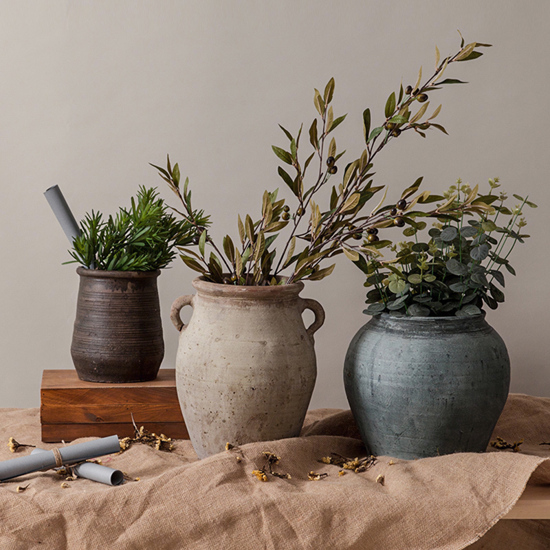 南十字星 土陶花盆仿古做旧 粗陶陶罐 田园手工干花装饰花瓶摆件,家居饰品,花瓶,淘宝优惠券,粉丝福利购,淘宝优惠卷