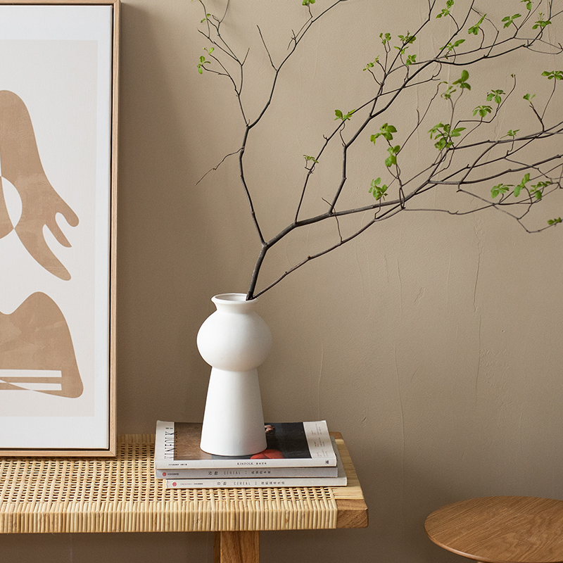 北欧简约客厅插花纯白陶瓷花瓶