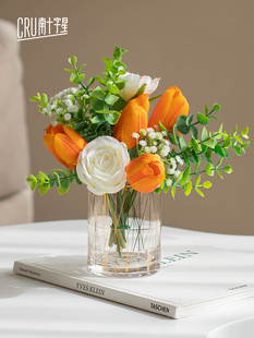 轻奢郁金香人造花装饰品客厅陈设咖啡桌卧室桌子装饰装饰品干花花