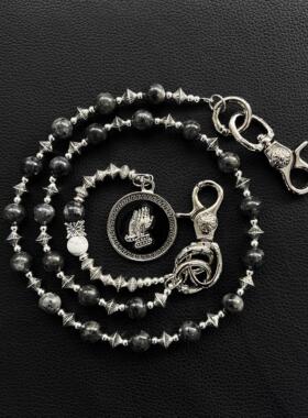 KGSC定制黑闪光石合金珠美式cleanfit裤链复古风牛仔裤链