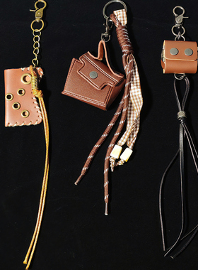 美式嘻哈风编绳男款裤链女小众设计感牛仔裤工装裤挂链包挂钥匙扣