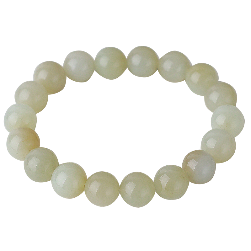 玉说新疆和田玉且末糖白玉手串男女款玉石手链圆珠玉器单颗约10mm