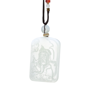 玉说和田玉关公吊坠男款玉坠青白玉忠义千秋大刀武圣玉佩玉石挂件