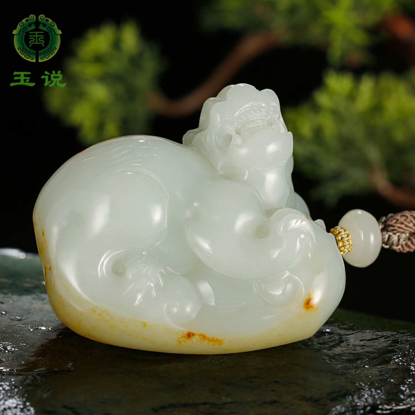 玉说和田玉貔貅手把件男款洒金皮籽料瑞兽皮休立体玉把玩件附证书