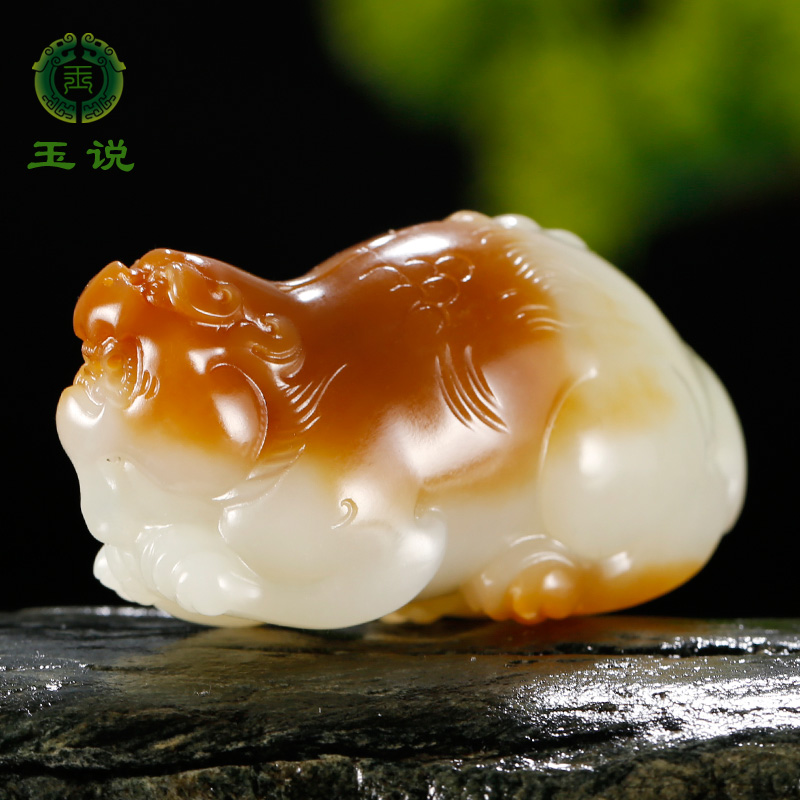 和田玉貔貅手把件男款天地