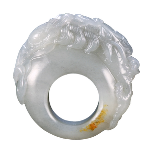 玉说和田玉生肖龙扳指男款青花点墨龙把玩件行天下内径21.5mm