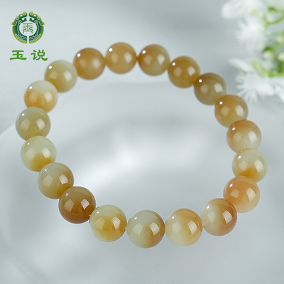 和田玉手链男款糖青白玉