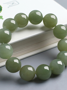 玉说和田玉青白玉圆珠手串男女款单珠约12mm14mm16mm晴水色玉手链