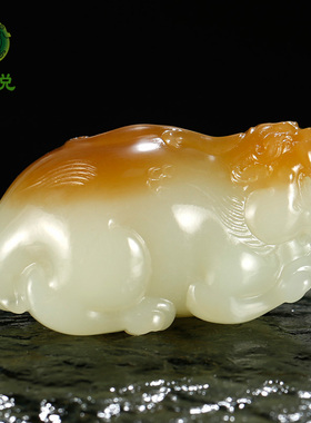 玉说和田玉貔貅吊坠男款玉坠糖青白玉仿古瑞兽皮休玉佩玉挂件SZY