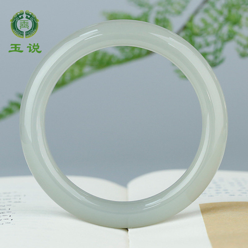 和田玉手镯女款玉镯子淡烟紫