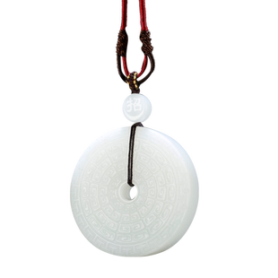 玉说和田玉平安扣吊坠男款玉坠仿古回纹玉璧玉佩玉石挂件附证书