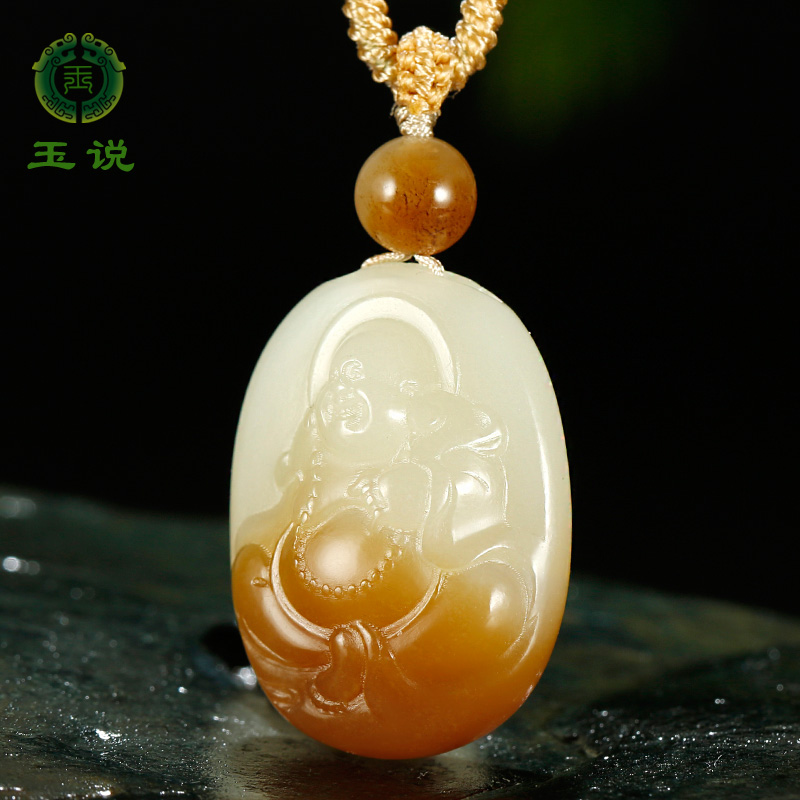 和田玉佛公吊坠女款玉坠糖青白