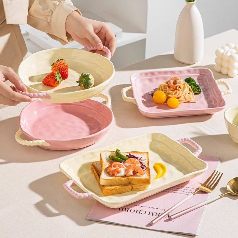 2024新款陶瓷盘子in风菜盘家用托盘长方形鱼盘双耳碟子高颜值餐盘,餐饮具,盆,淘宝优惠券,粉丝福利购,淘宝优惠卷