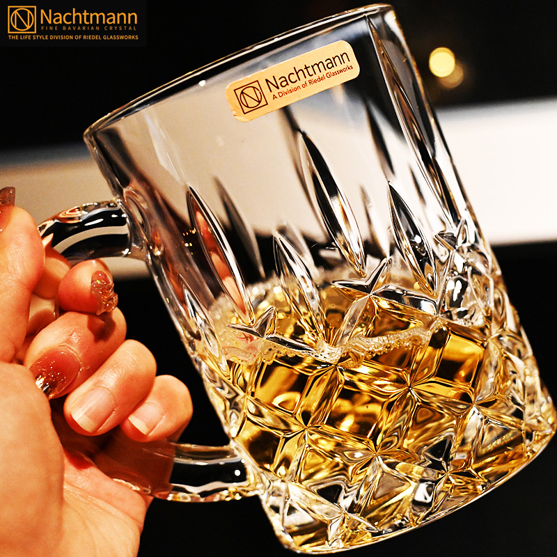 德国进口水晶玻璃带把啤酒杯