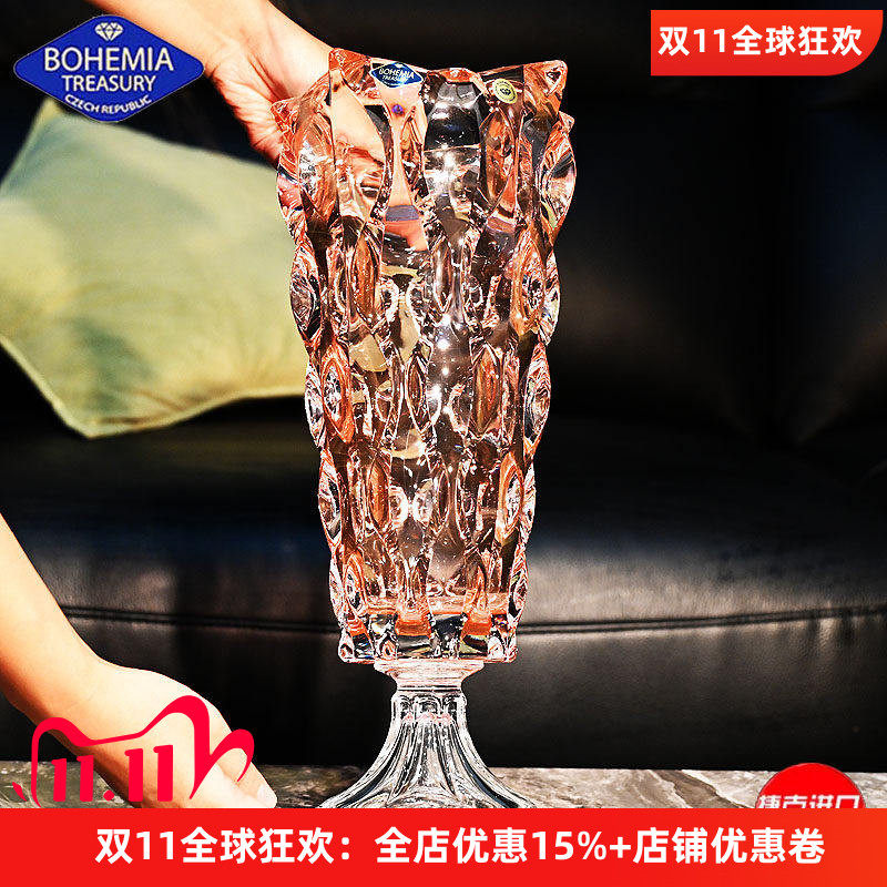 捷克进口彩色水晶玻璃落地花瓶