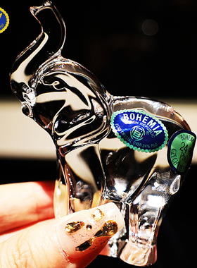 捷克原装BOHEMIA水晶玻璃轻奢动物大象摆件伴手礼小象台面装饰品