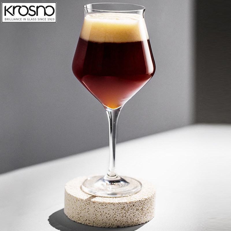 欧洲Krosno进口水晶玻璃轻奢高脚精酿黑啤酒杯IPA果汁杯可乐杯子