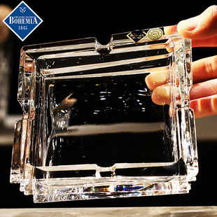 捷克进口BOHEMIA水晶玻璃高档复古烟缸装饰雪茄盒茶几烟灰缸礼品