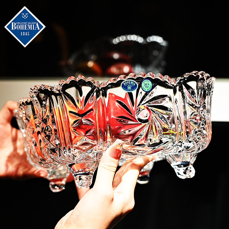 捷克波希米亚进口水晶玻璃覆古欧式风格水果盘与脚水果桶沙拉甜点,餐饮具,果盆/果盘/果篮,淘宝优惠券,粉丝福利购,淘宝优惠卷