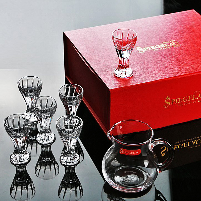 德国Spiegelau水晶玻璃白酒带脚杯 一口杯 如意烈酒杯分酒器套装
