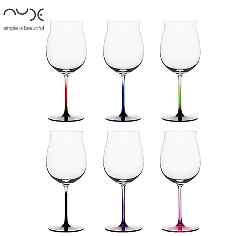 土耳其Nude努德红领结水晶玻璃勃艮第杯波尔多轻奢高档彩杆红酒杯