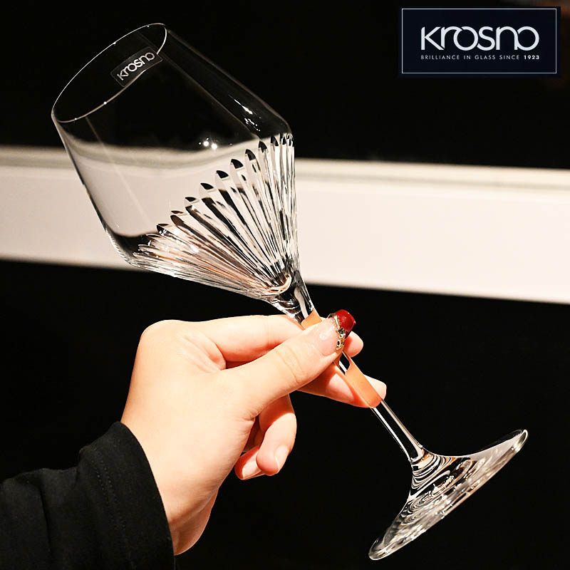 KROSNO进口水晶玻璃高档轻奢调酒红酒杯家用花纹高脚白葡萄酒杯子