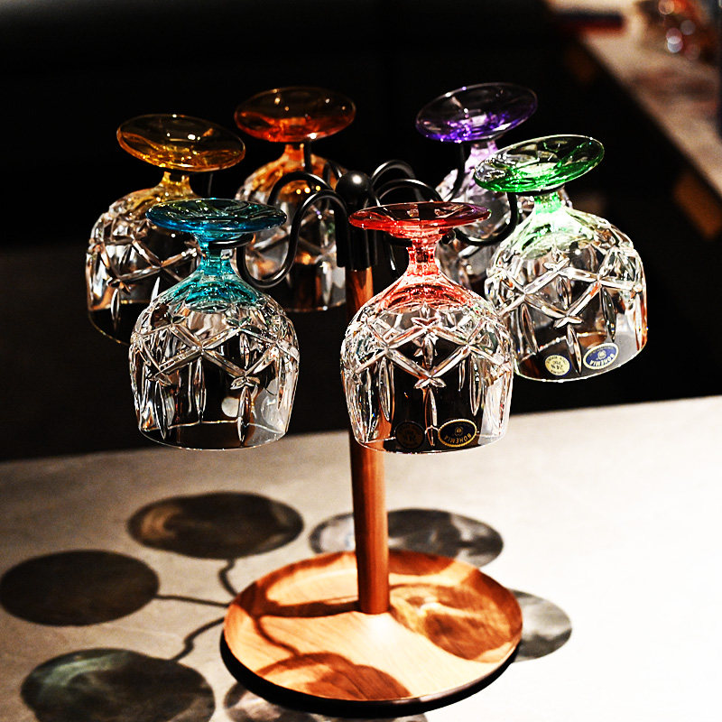 捷克进口水晶玻璃XO彩色高脚杯白兰地杯威士忌洋酒杯干邑杯子套装