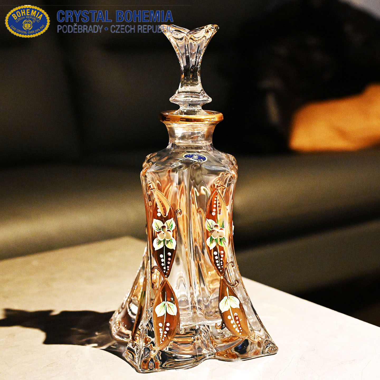 捷克进口Bohemia水晶玻璃威士忌杯 高档手工描金珐琅彩洋酒杯酒樽