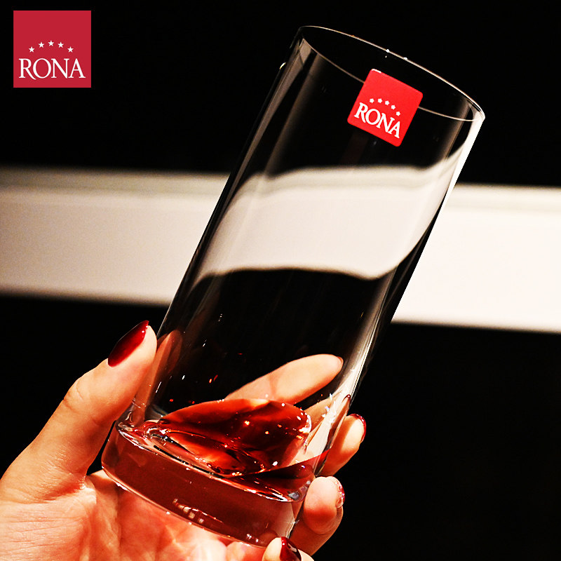 捷克进口rona超薄水晶玻璃杯耐热直身花茶果汁杯牛奶杯啤酒水杯子