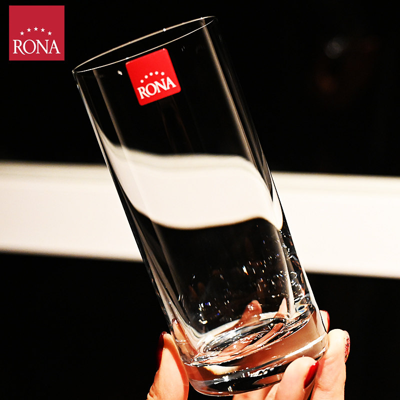 捷克进口rona超薄水晶玻璃杯耐热直身花茶果汁杯牛奶杯啤酒水杯子