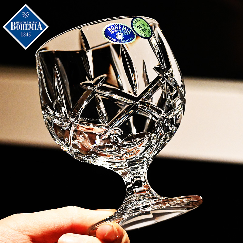 捷克BOHEMIA进口水晶玻璃高脚白兰地杯洋酒威士忌杯干邑红酒杯子