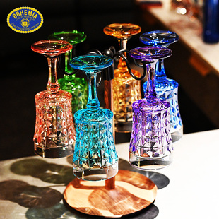 捷克进口BOHEMIA水晶玻璃幻彩色红酒杯葡萄酒杯高脚杯子酒具套装