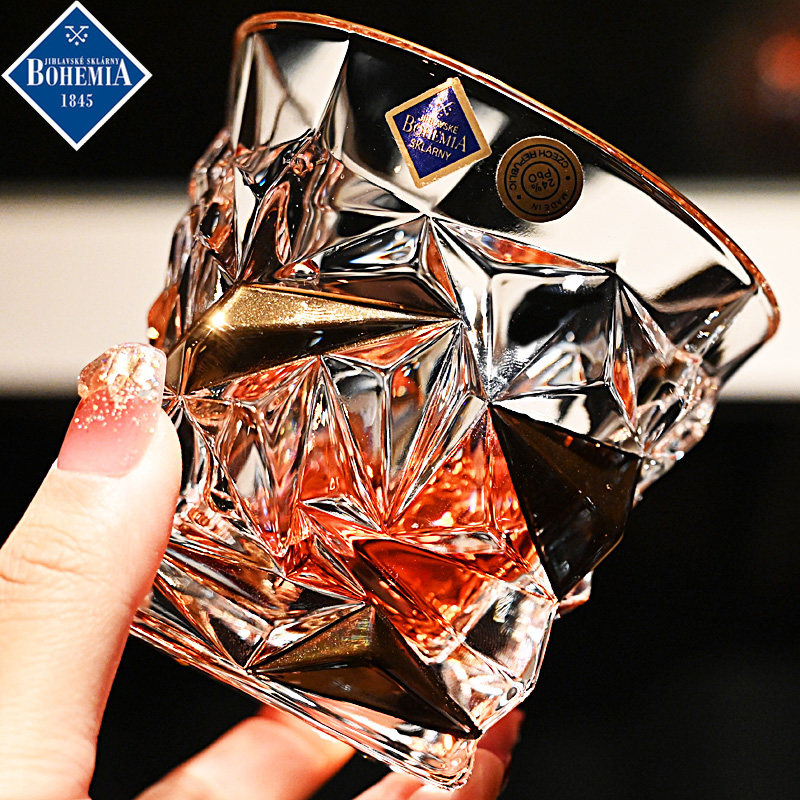 捷克进口水晶玻璃描金威士忌洋酒杯调鸡尾酒杯果汁饮料奶牛水杯子,餐饮具,洋酒/威士忌杯,淘宝优惠券,粉丝福利购,淘宝优惠卷